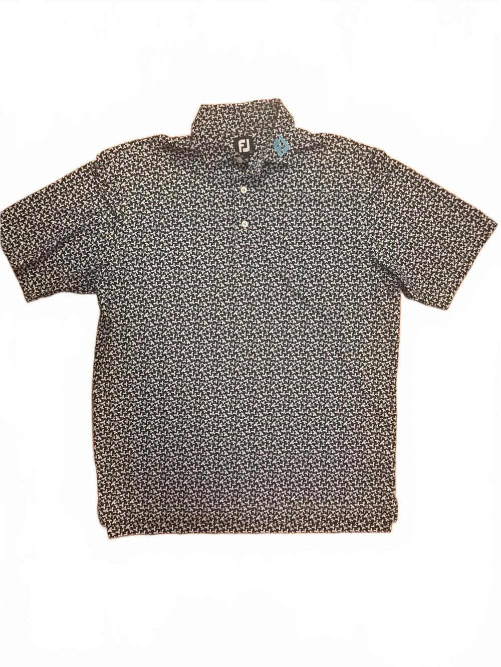 FootJoy Black & White Patterned Short Sleeve Polo